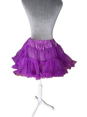 Leg Avenue Purple Tiered Ruffled Petticoat Skirt One Size Elastic Waist